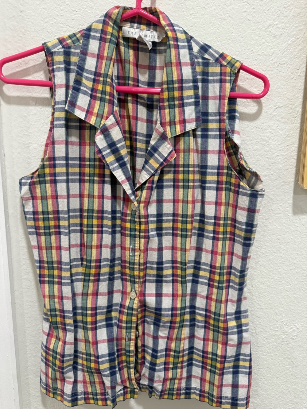 The Limited Girls' Multicolor Plaid Sleeveless Button-Front Shirt